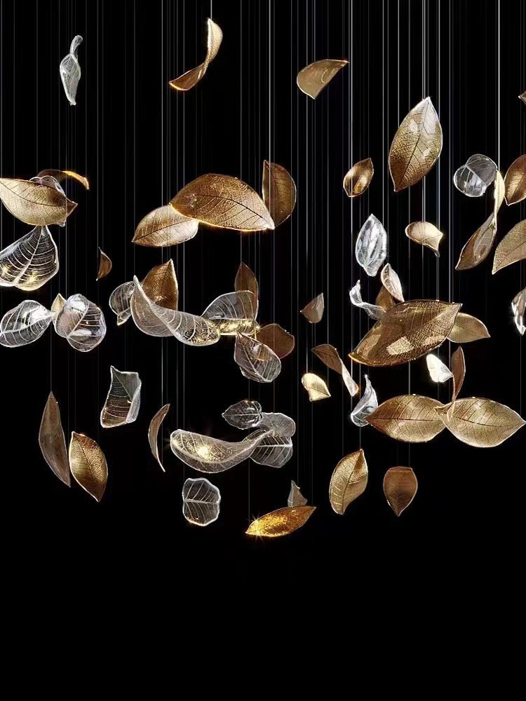 Cesilila Iridescent Metal Leaf Pendant Light - Lamp Outdoor