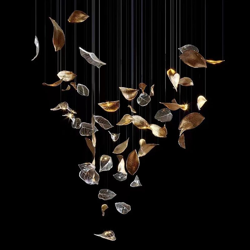 Cesilila Iridescent Metal Leaf Pendant Light - Lamp Outdoor