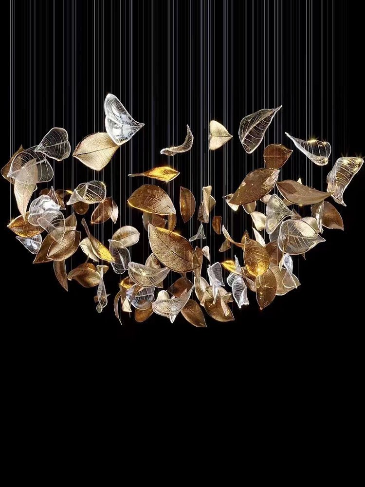 Cesilila Iridescent Metal Leaf Pendant Light - Lamp Outdoor