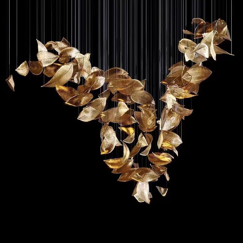 Cesilila Iridescent Metal Leaf Pendant Light - Lamp Outdoor