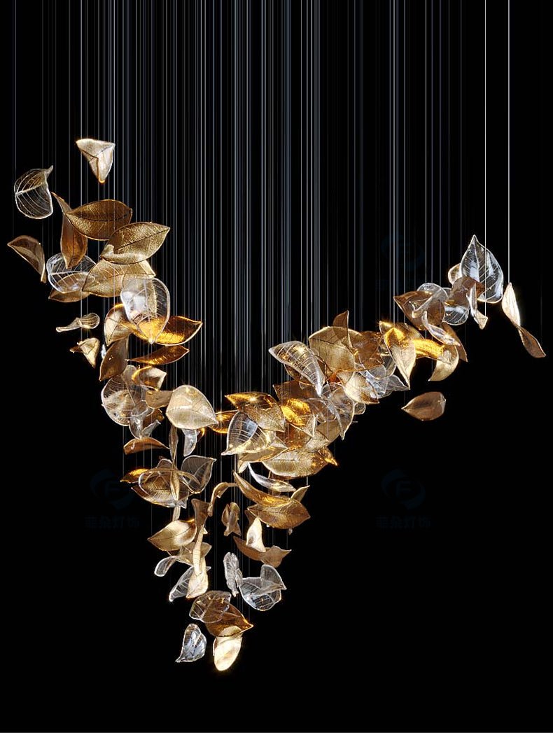 Cesilila Iridescent Metal Leaf Pendant Light - Lamp Outdoor