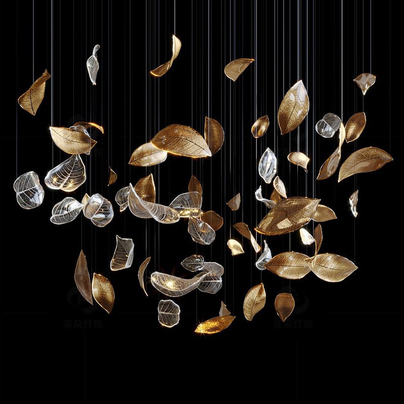 Cesilila Iridescent Metal Leaf Pendant Light - Lamp Outdoor