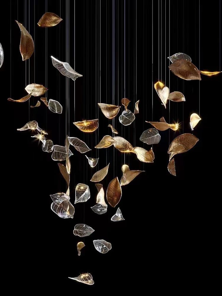 Cesilila Iridescent Metal Leaf Pendant Light - Lamp Outdoor