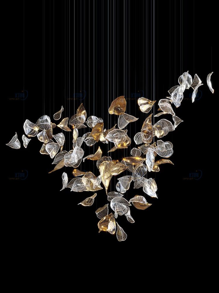 Cesilila Iridescent Metal Leaf Pendant Light - Lamp Outdoor