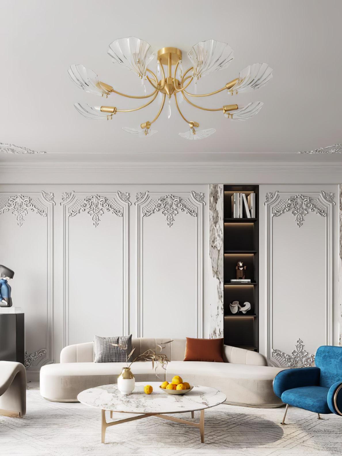 Lumara Petal Glass Brass Chandelier - Lamp Outdoor