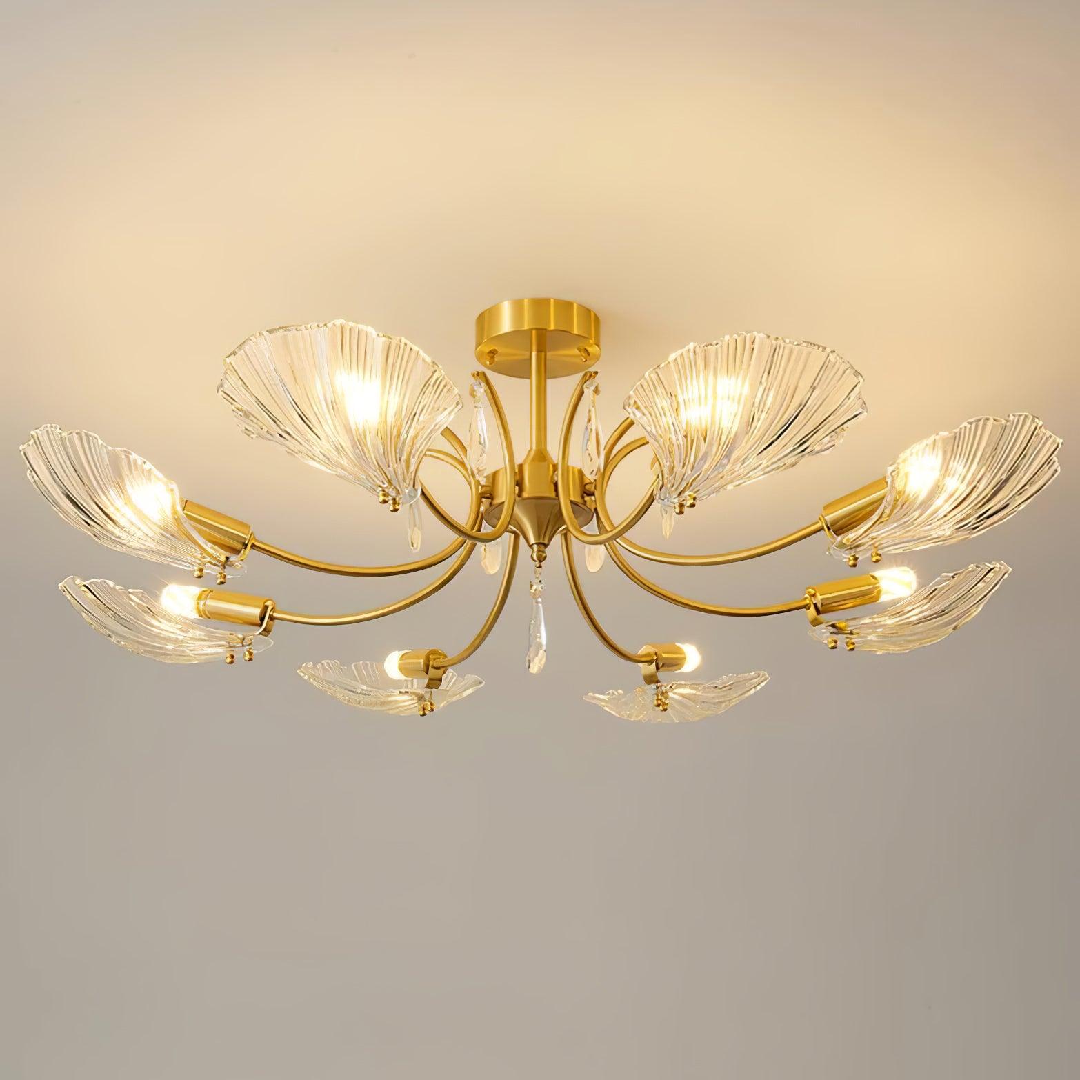 Lumara Petal Glass Brass Chandelier - Lamp Outdoor