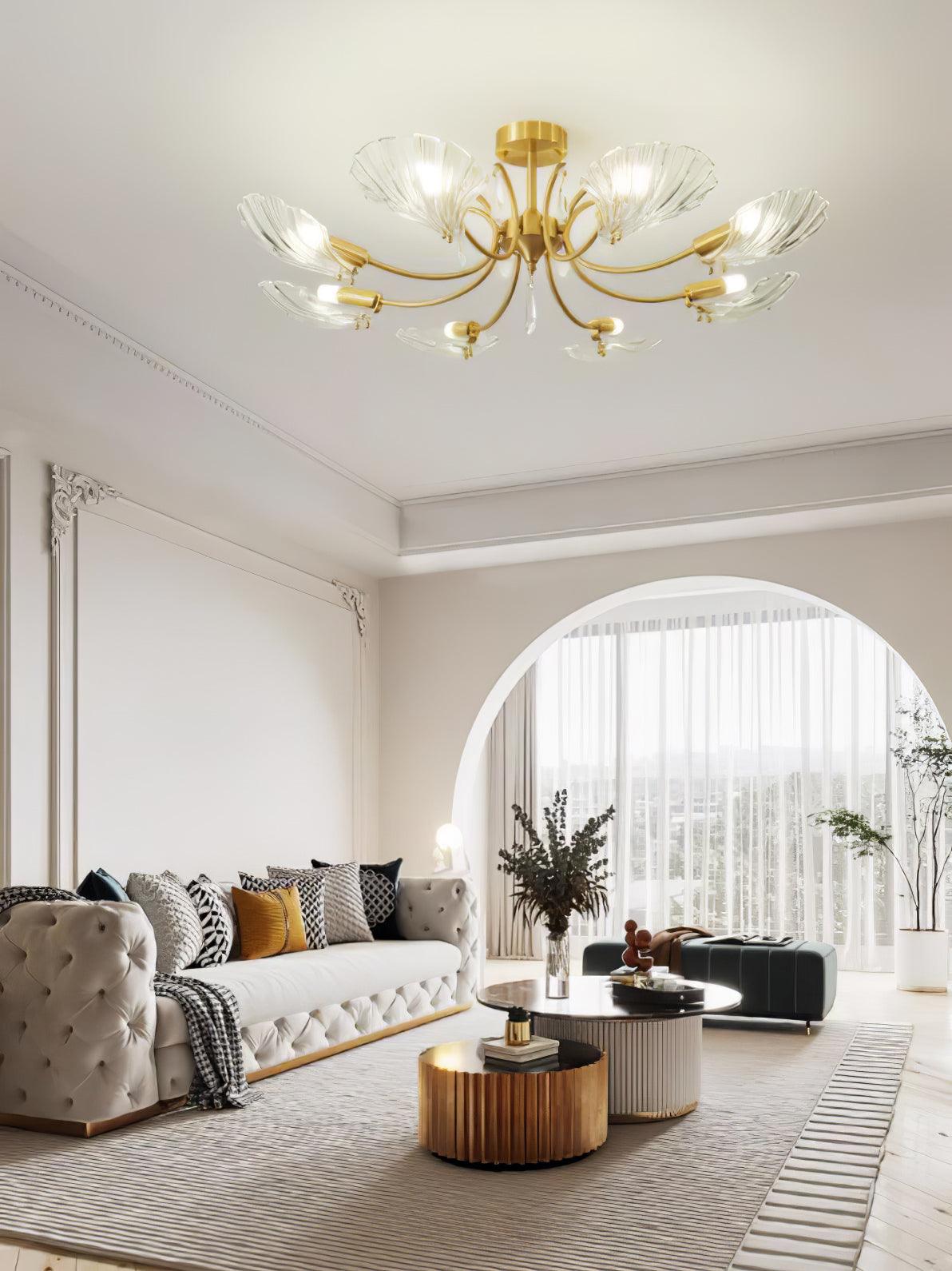 Lumara Petal Glass Brass Chandelier - Lamp Outdoor