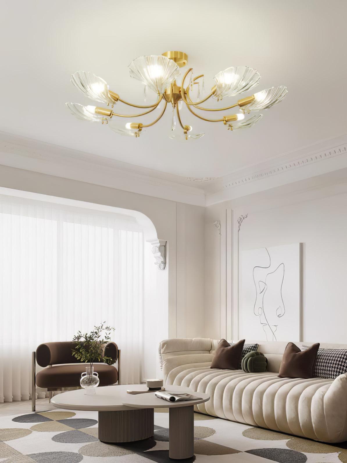 Lumara Petal Glass Brass Chandelier - Lamp Outdoor