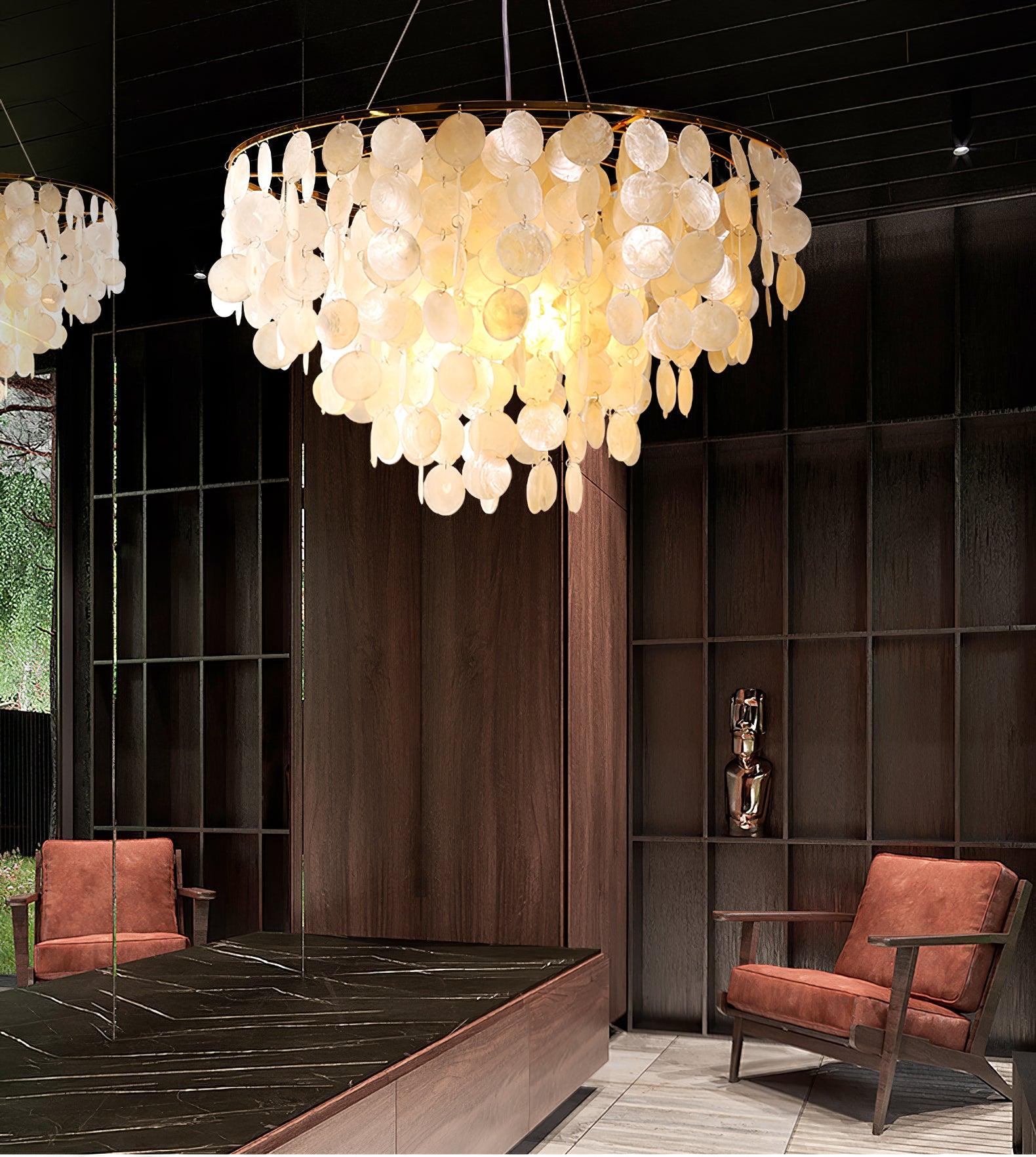Esileth Postmodern Luxury Shell Wind Chime Metal Chandelier - Lamp Outdoor
