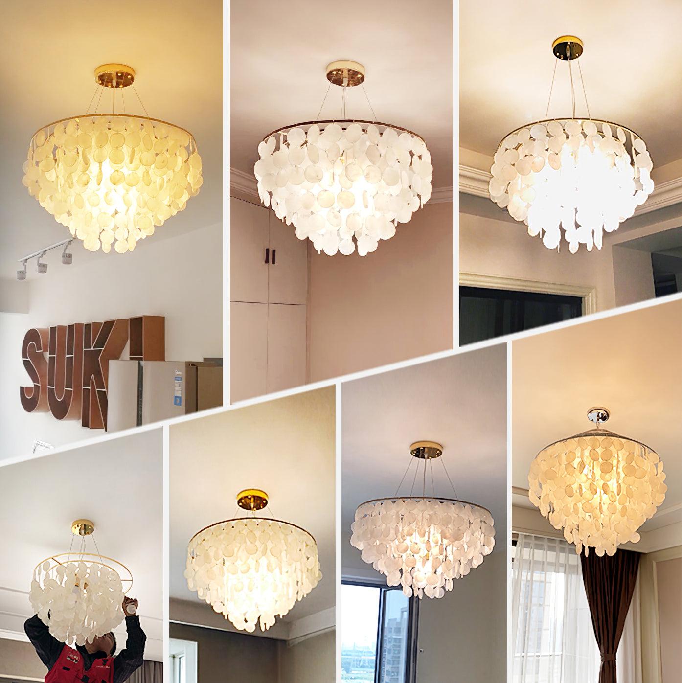 Esileth Postmodern Luxury Shell Wind Chime Metal Chandelier - Lamp Outdoor