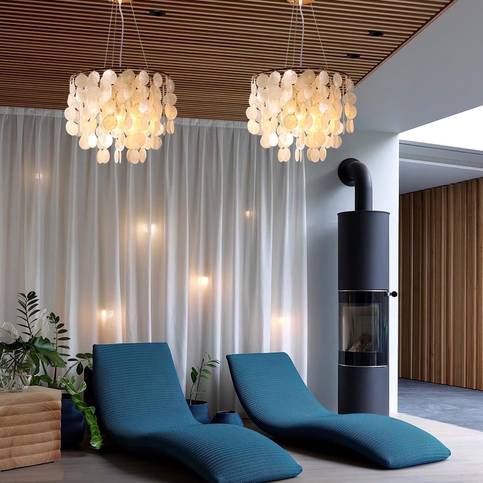 Esileth Postmodern Luxury Shell Wind Chime Metal Chandelier - Lamp Outdoor
