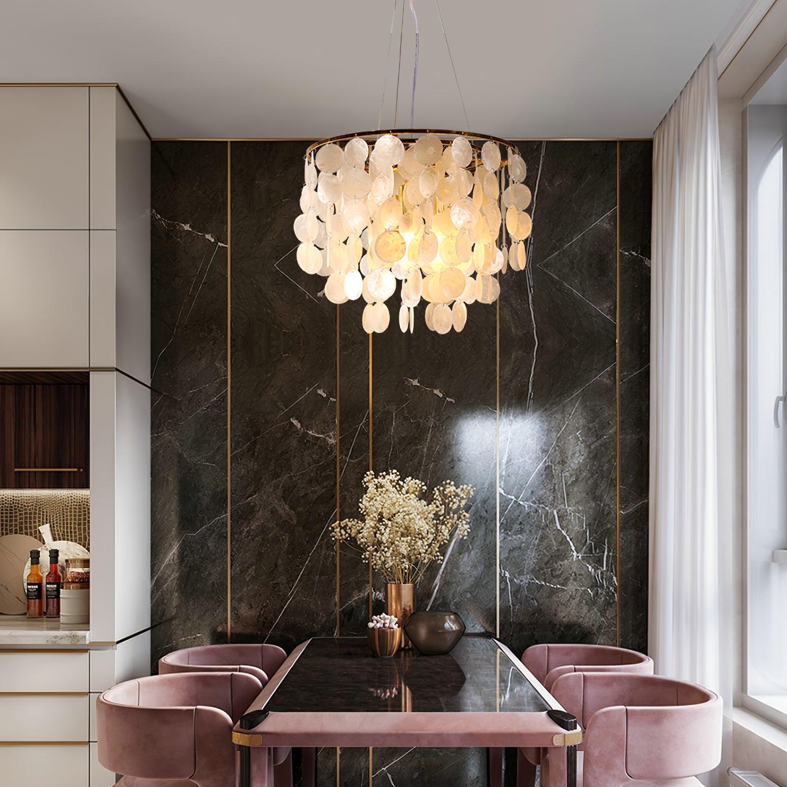 Esileth Postmodern Luxury Shell Wind Chime Metal Chandelier - Lamp Outdoor