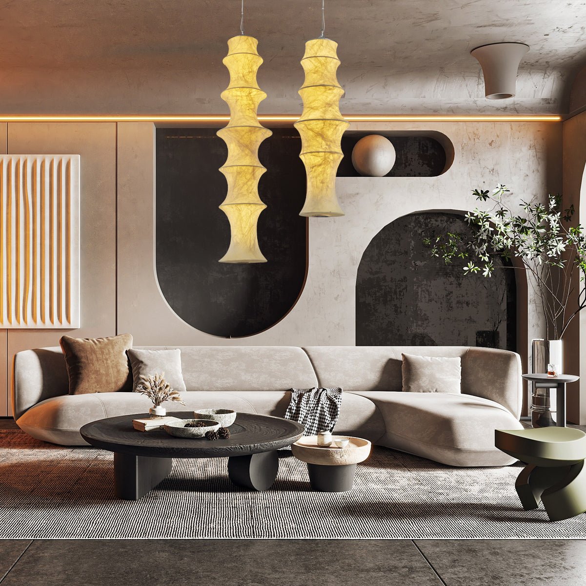 Elraeor Layered Mulberry Silk Pendant Light - Lamp Outdoor