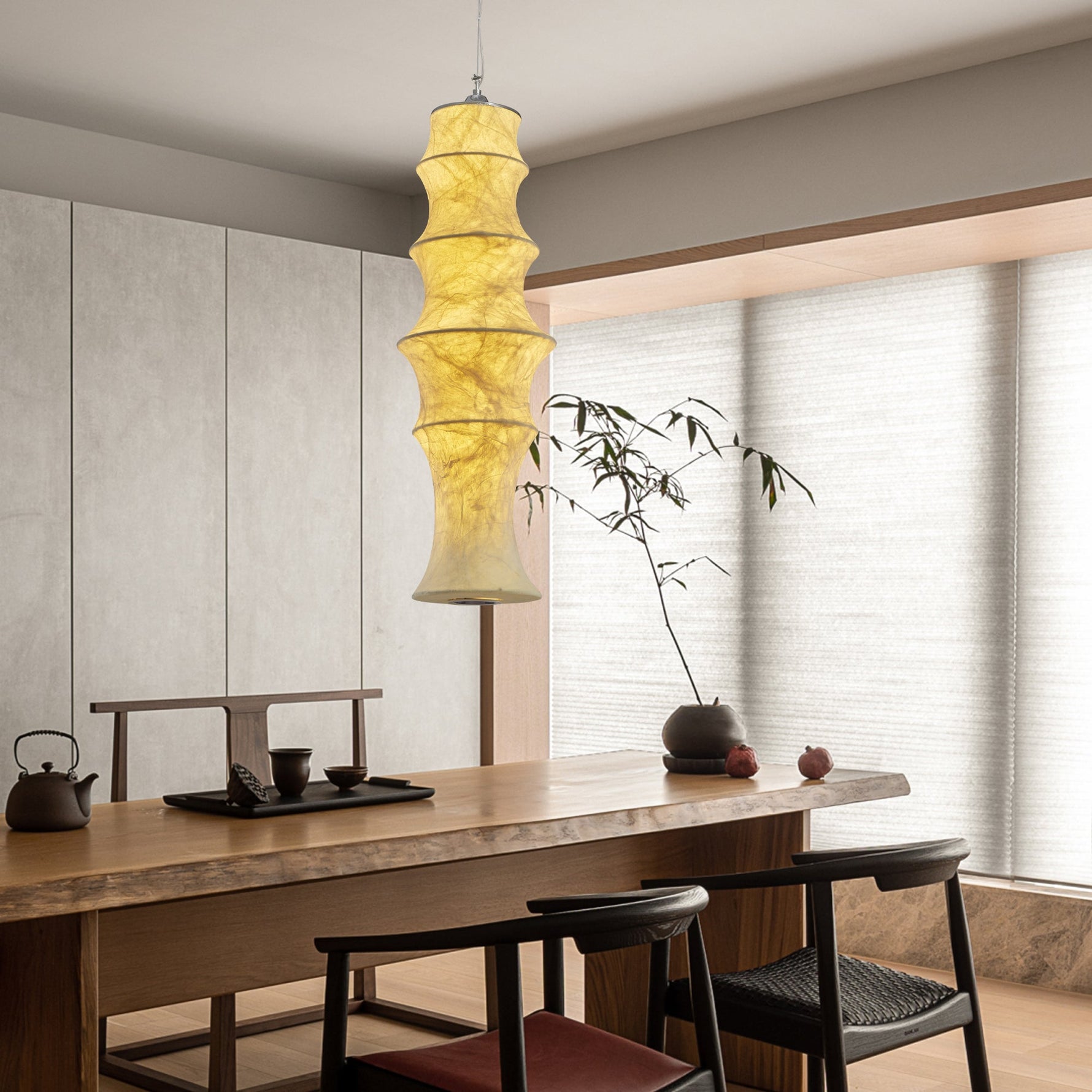 Elraeor Layered Mulberry Silk Pendant Light - Lamp Outdoor