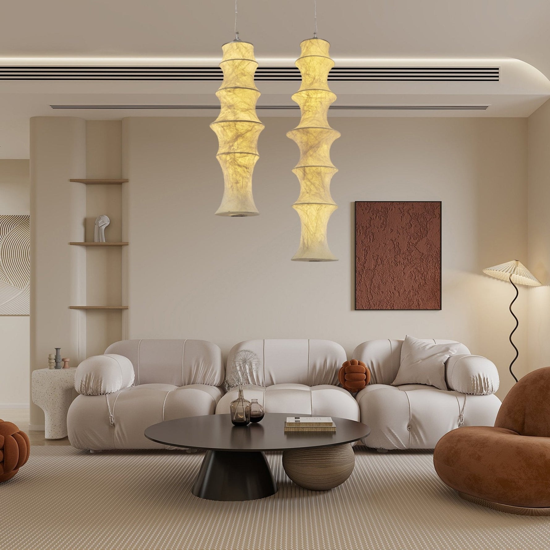 Elraeor Layered Mulberry Silk Pendant Light - Lamp Outdoor