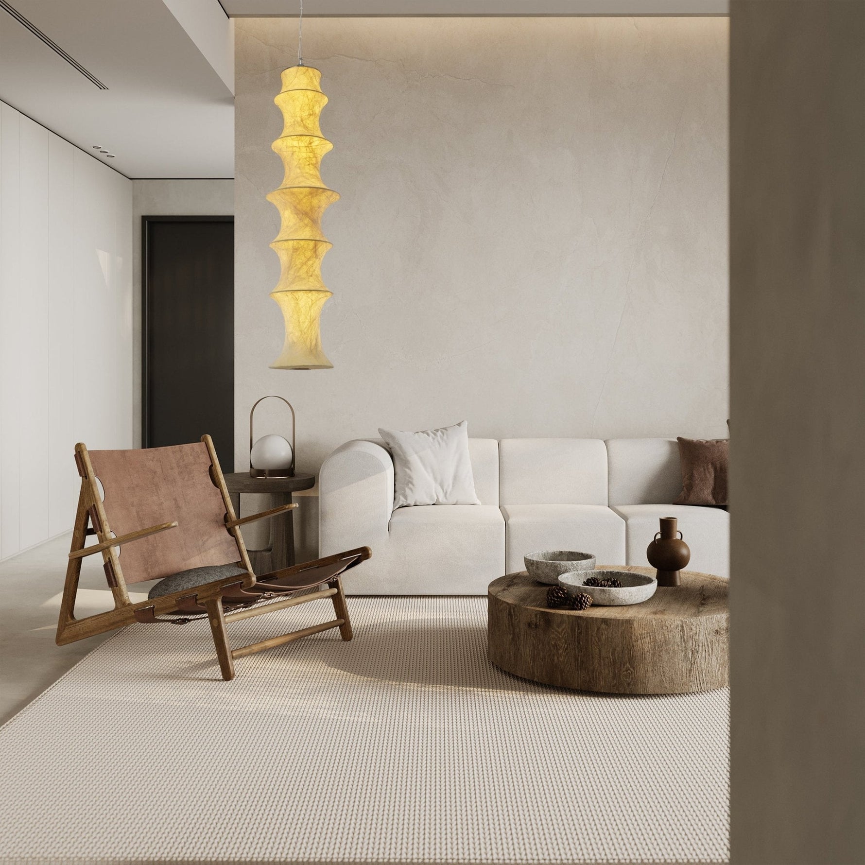 Elraeor Layered Mulberry Silk Pendant Light - Lamp Outdoor