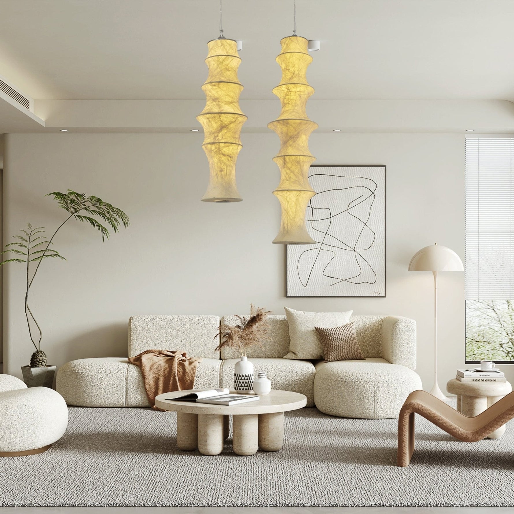 Elraeor Layered Mulberry Silk Pendant Light - Lamp Outdoor