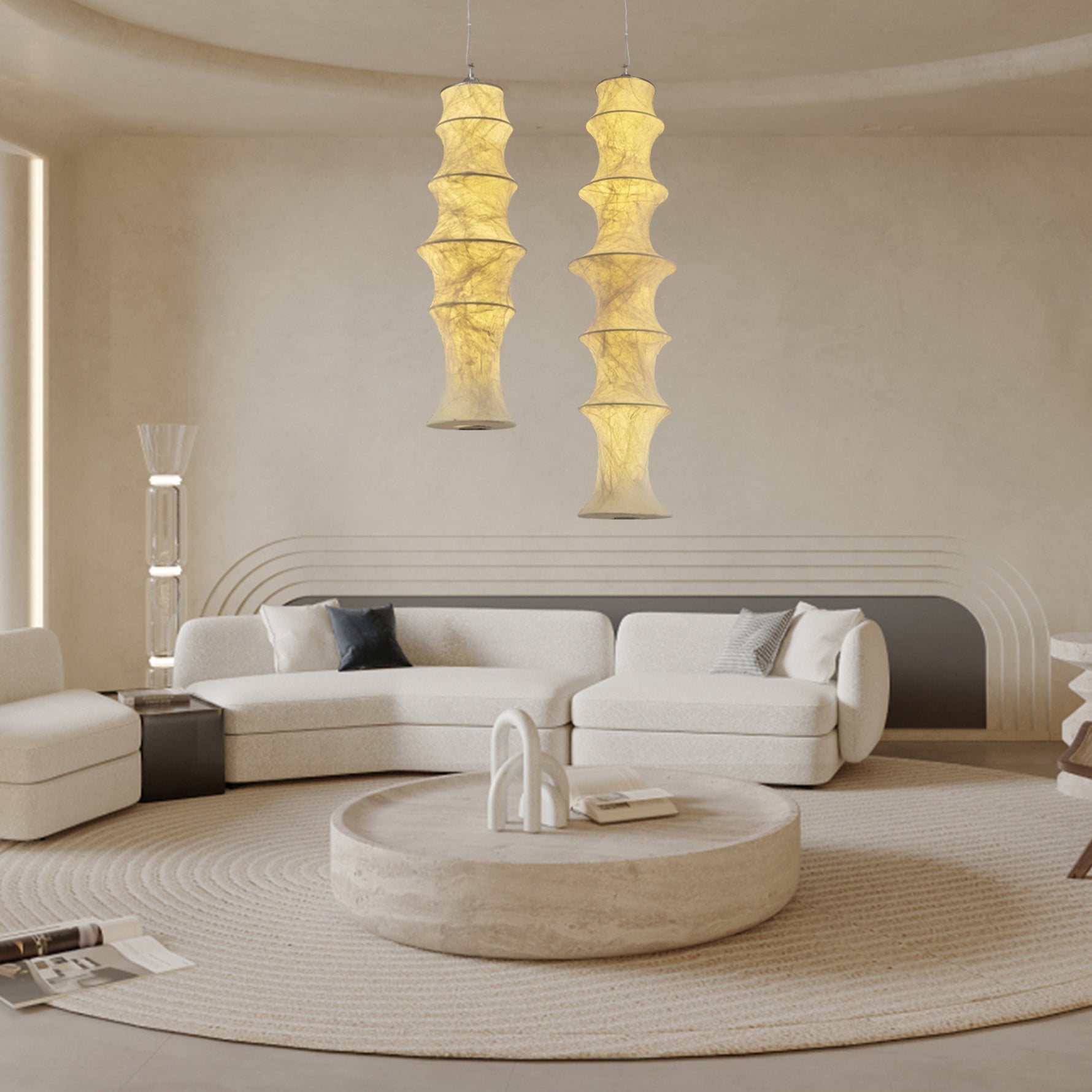 Elraeor Layered Mulberry Silk Pendant Light - Lamp Outdoor
