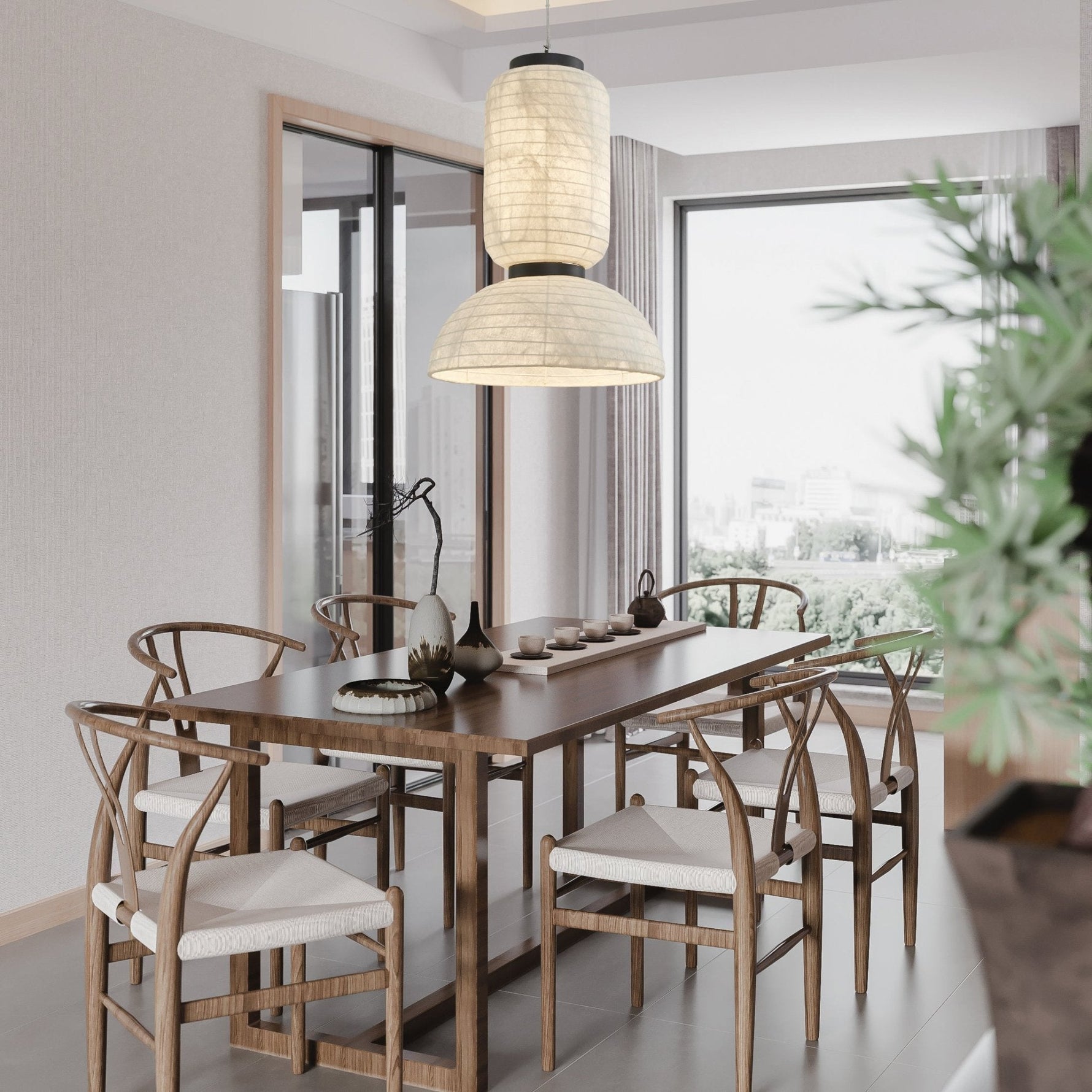 Modern Silk Pendant Light - Lamp Outdoor