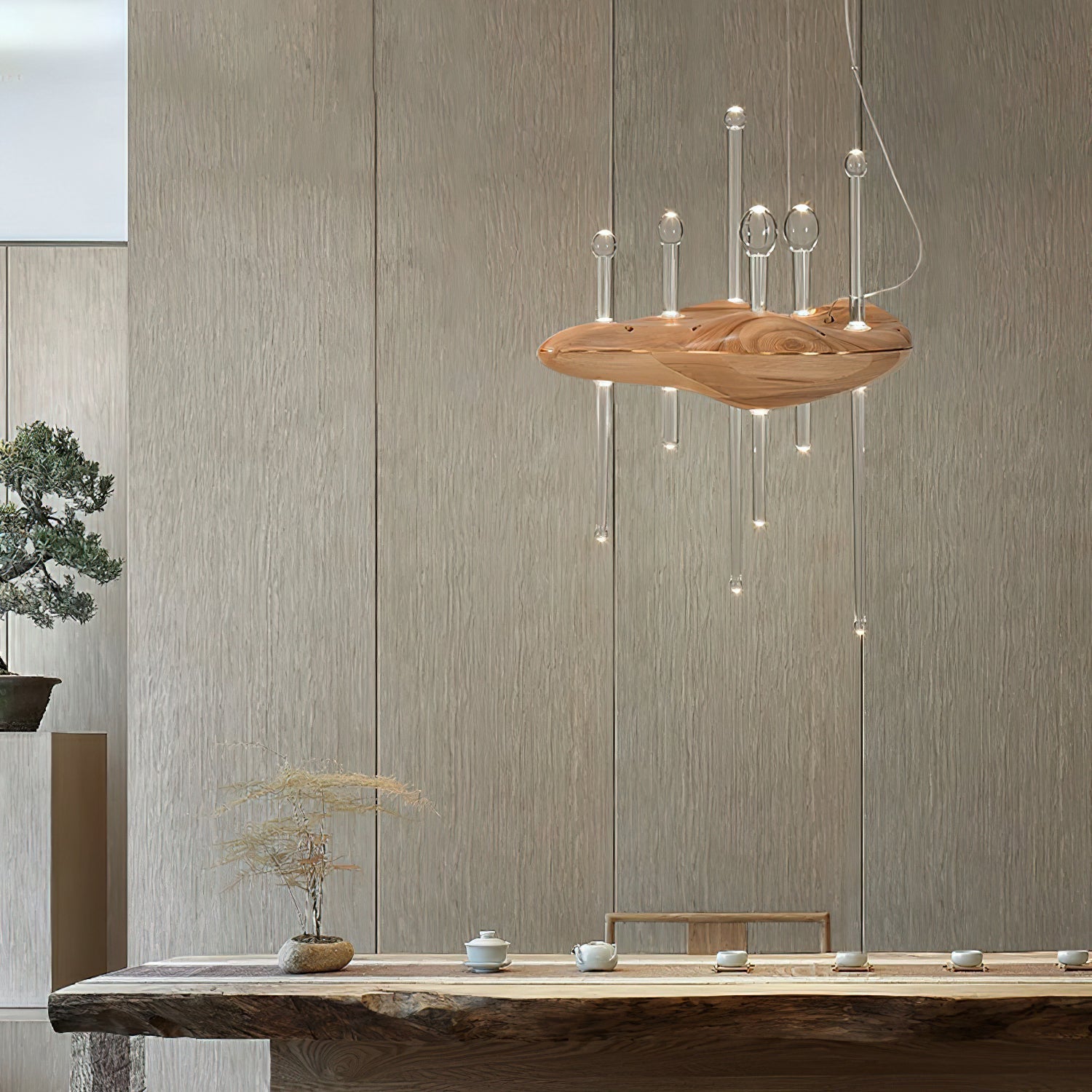 Umare Whimsical Oak Glass Pendant Light - Lamp Outdoor