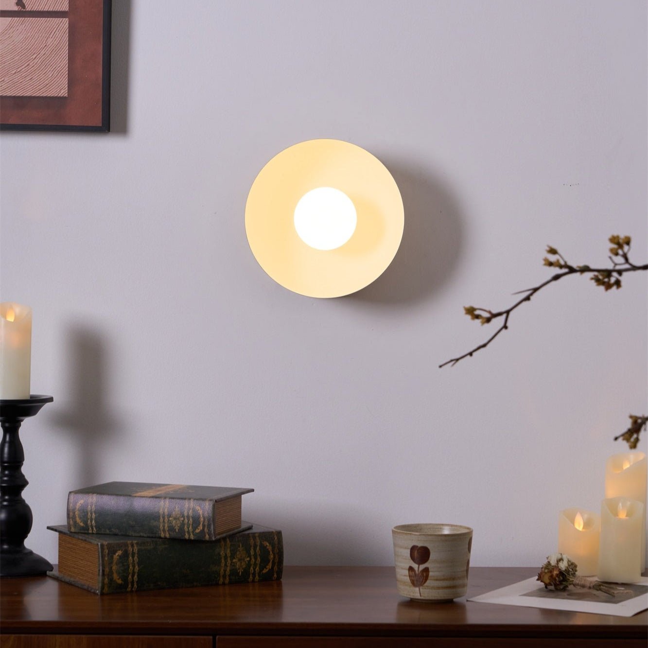 Vethaora Modern Minimalist Solar Eclipse Brass Glass Wall Light - Lamp Outdoor