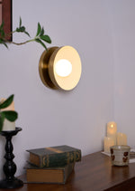 Vethaora Modern Minimalist Solar Eclipse Brass Glass Wall Light - Lamp Outdoor