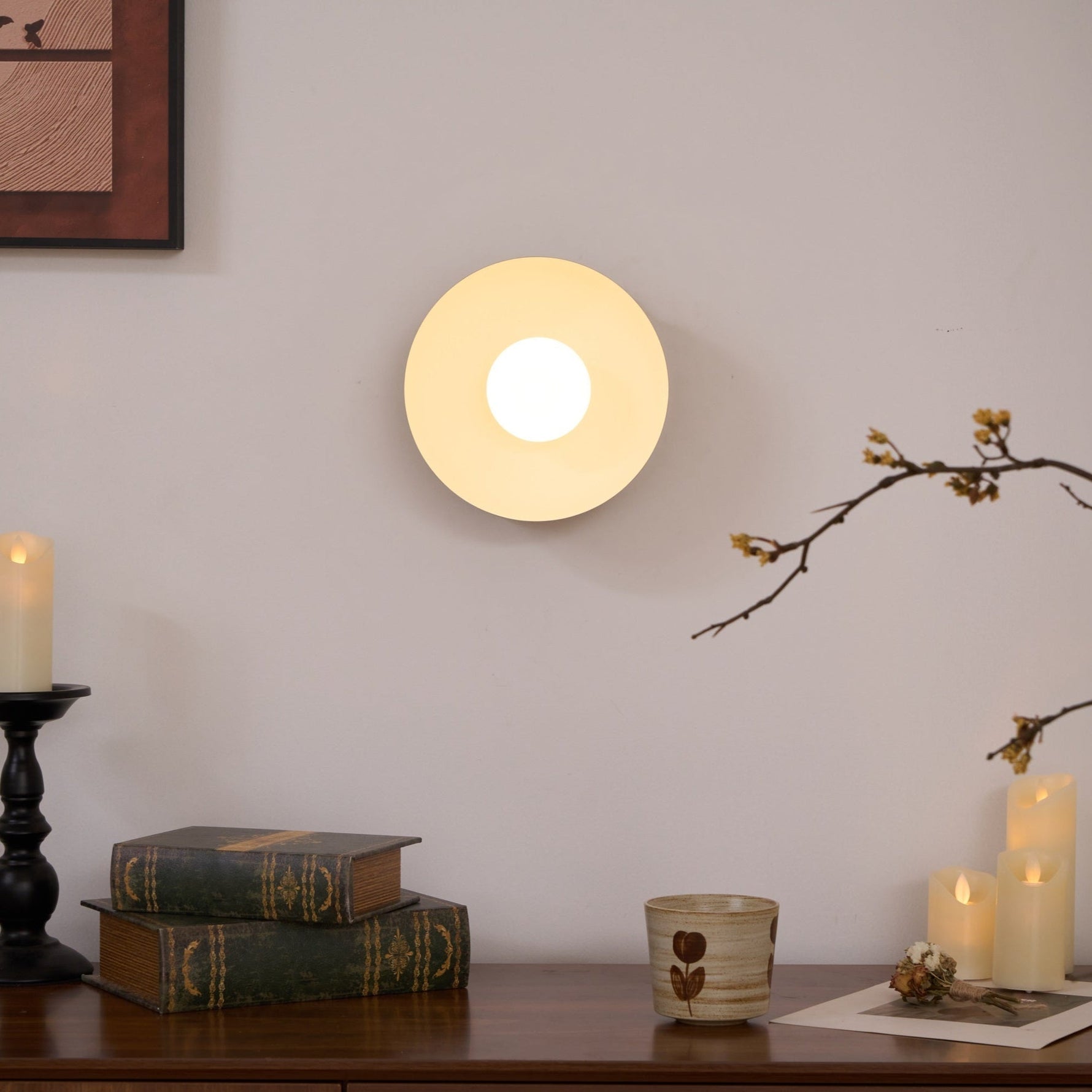Vethaora Modern Minimalist Solar Eclipse Brass Glass Wall Light - Lamp Outdoor