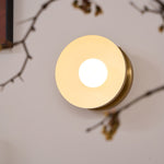 Vethaora Modern Minimalist Solar Eclipse Brass Glass Wall Light - Lamp Outdoor