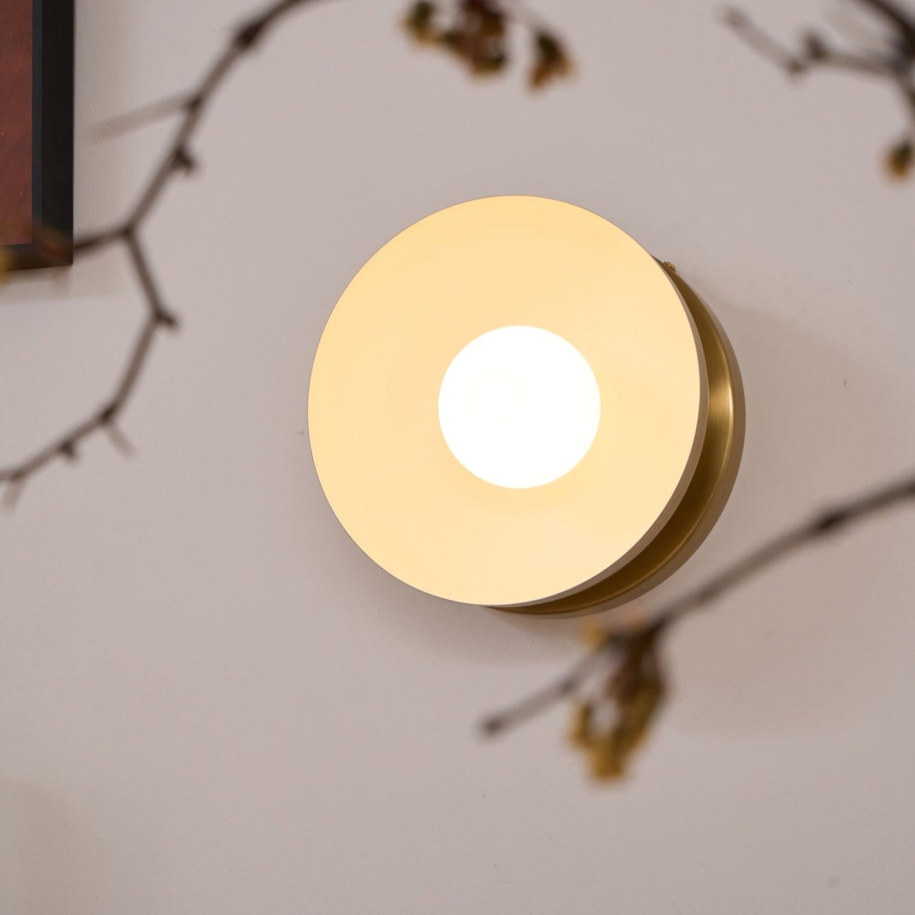 Vethaora Modern Minimalist Solar Eclipse Brass Glass Wall Light - Lamp Outdoor