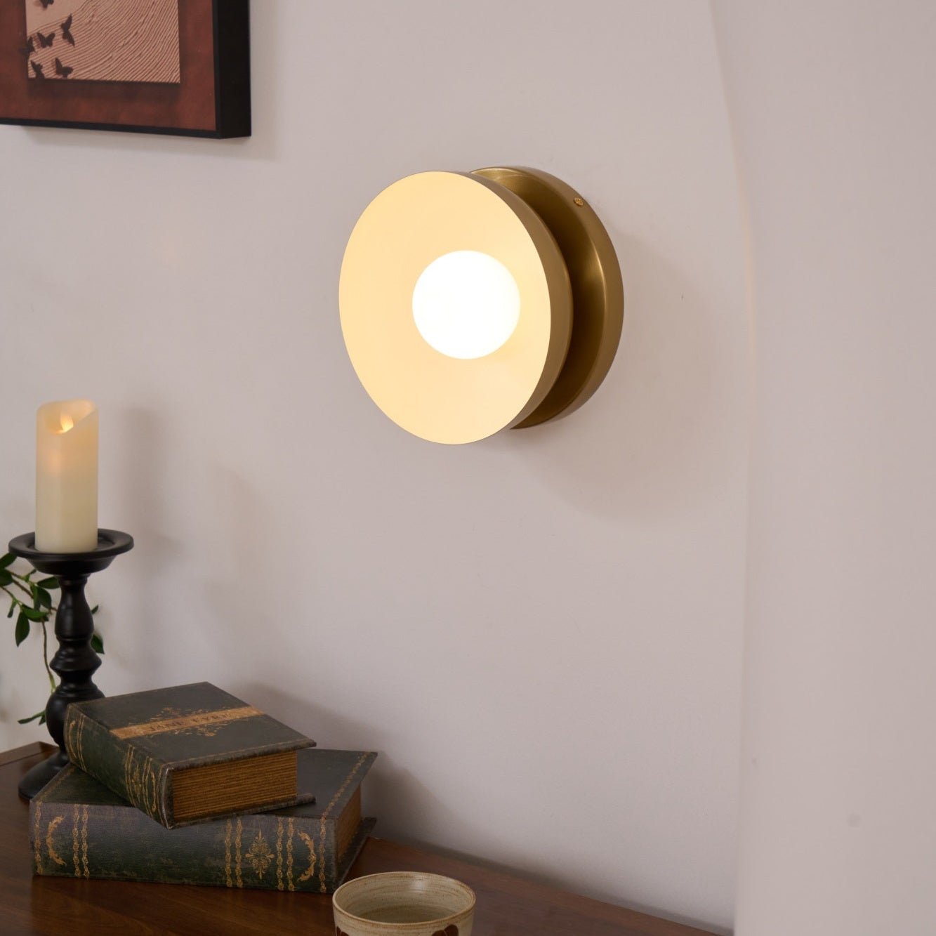 Vethaora Modern Minimalist Solar Eclipse Brass Glass Wall Light - Lamp Outdoor