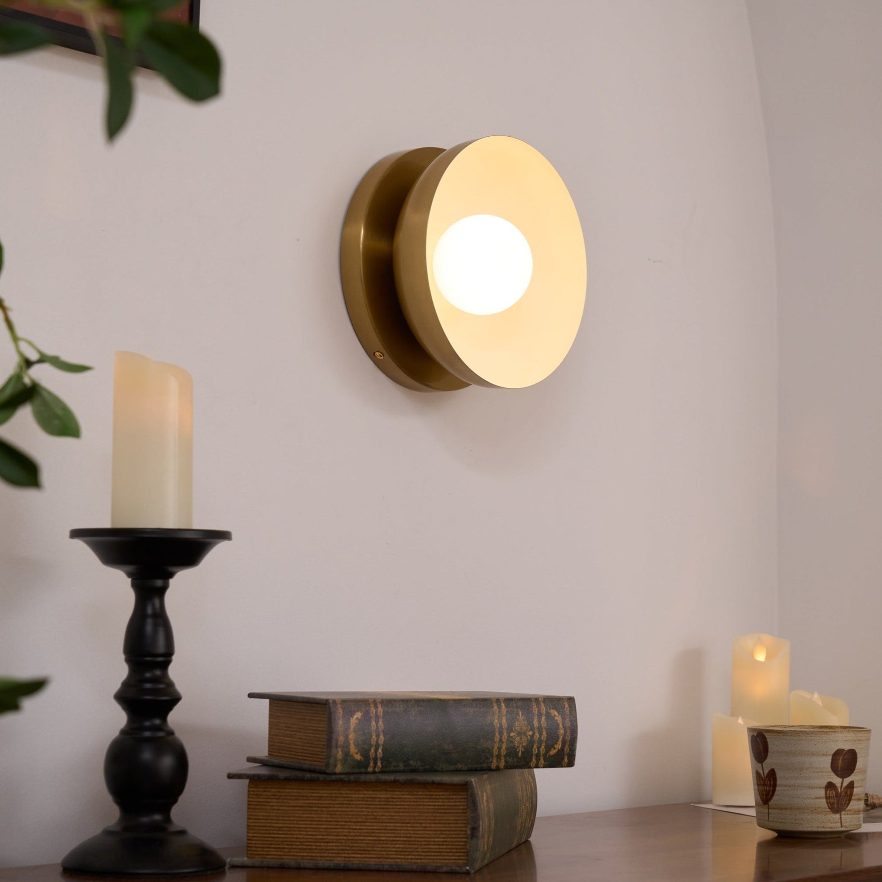 Vethaora Modern Minimalist Solar Eclipse Brass Glass Wall Light - Lamp Outdoor