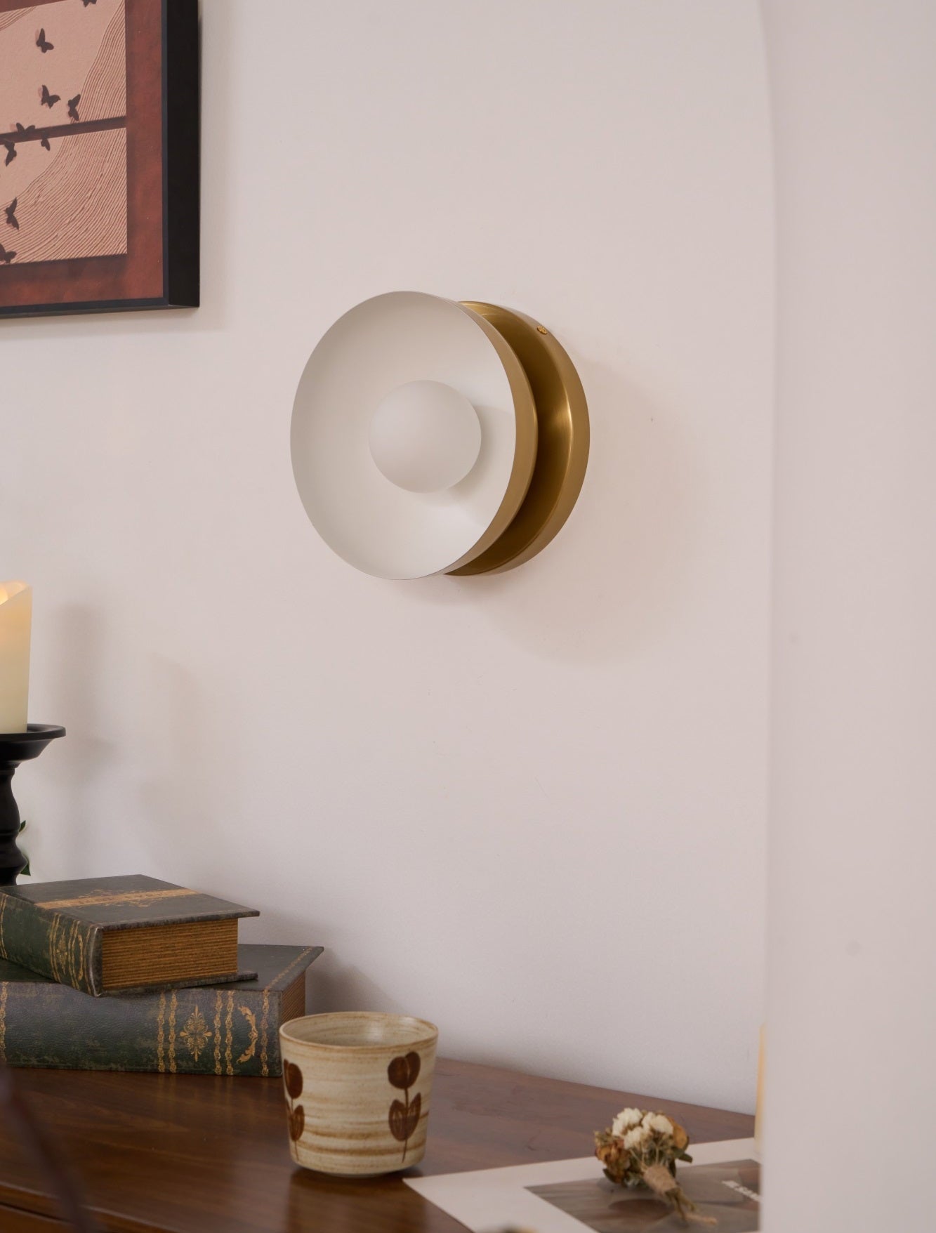 Vethaora Modern Minimalist Solar Eclipse Brass Glass Wall Light - Lamp Outdoor