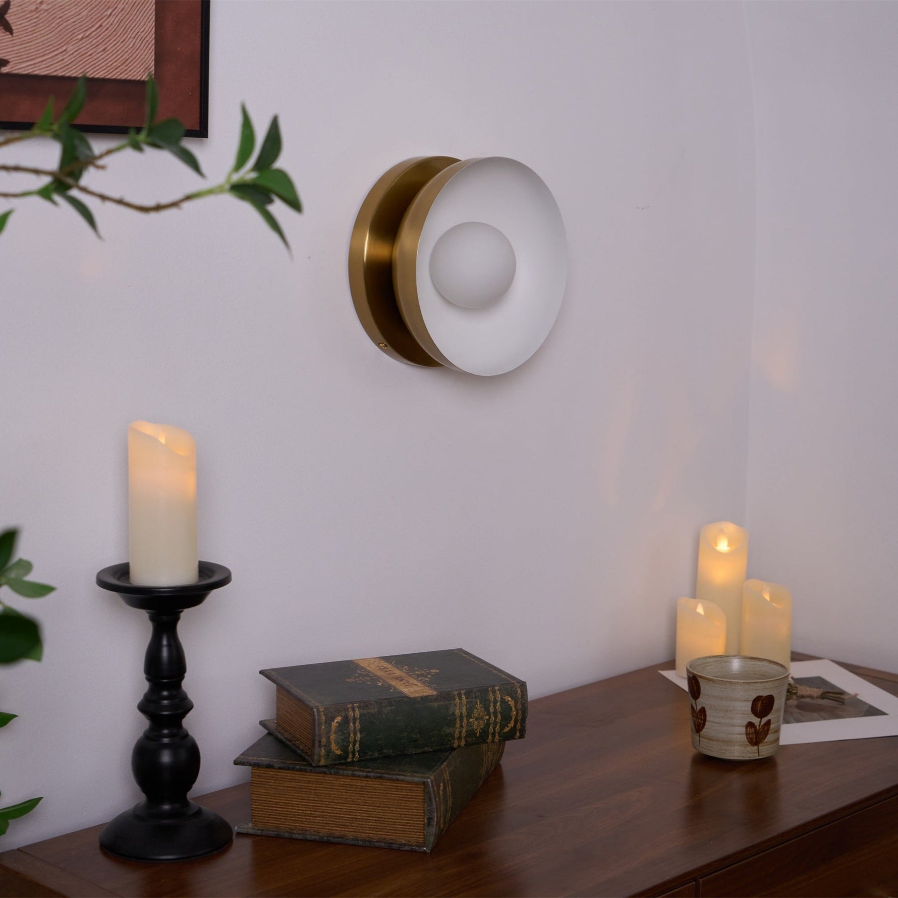 Vethaora Modern Minimalist Solar Eclipse Brass Glass Wall Light - Lamp Outdoor