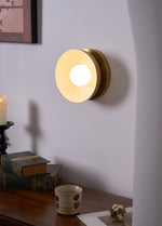 Vethaora Modern Minimalist Solar Eclipse Brass Glass Wall Light - Lamp Outdoor