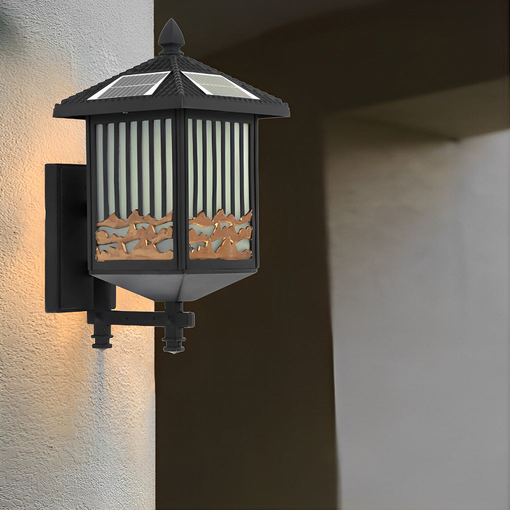 Retro Waterproof LED Black Modern Solar Wall Lights Outdoor Wall Sconce - Lamp Outdoor