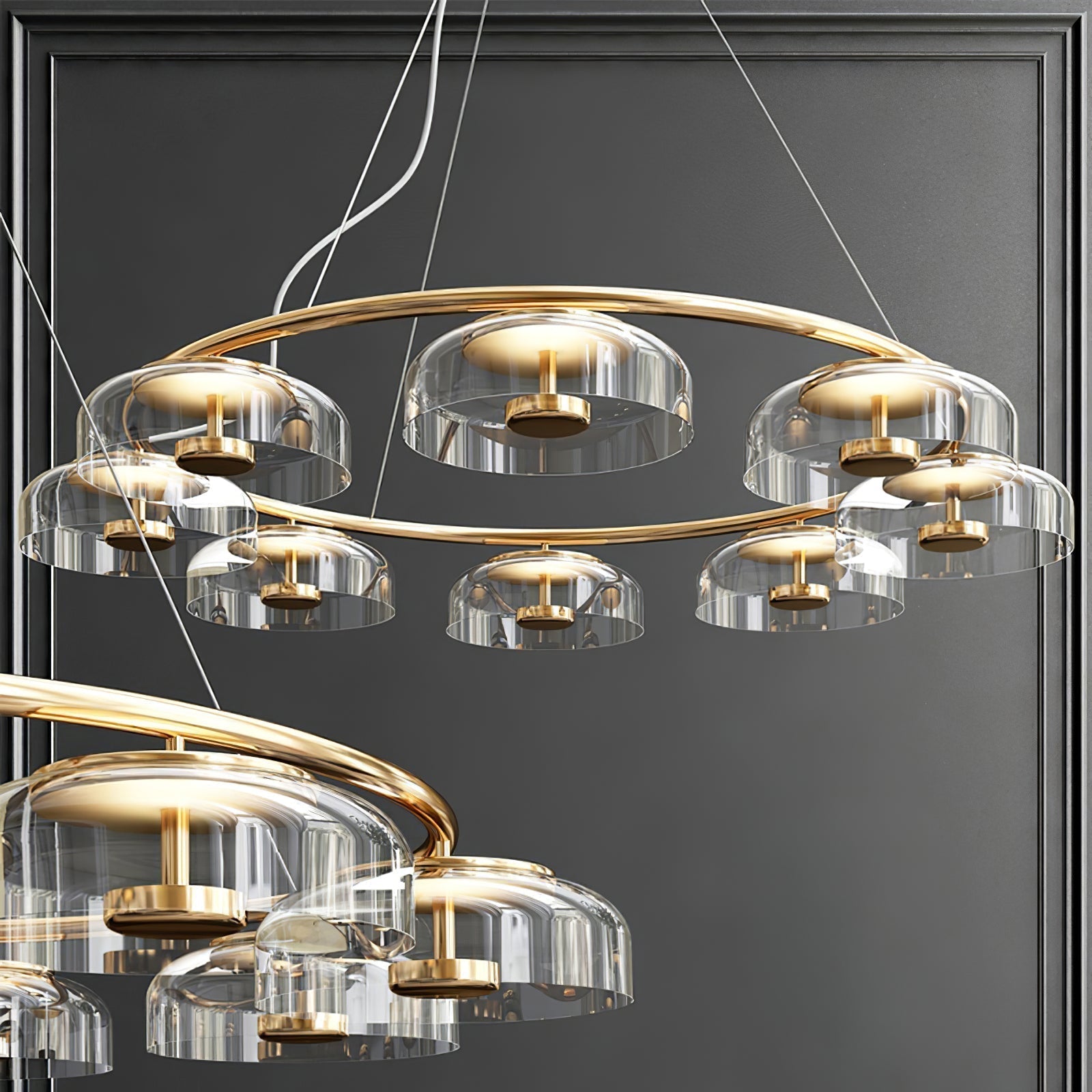 Aethera Circular Glass Chandelier - Lamp Outdoor