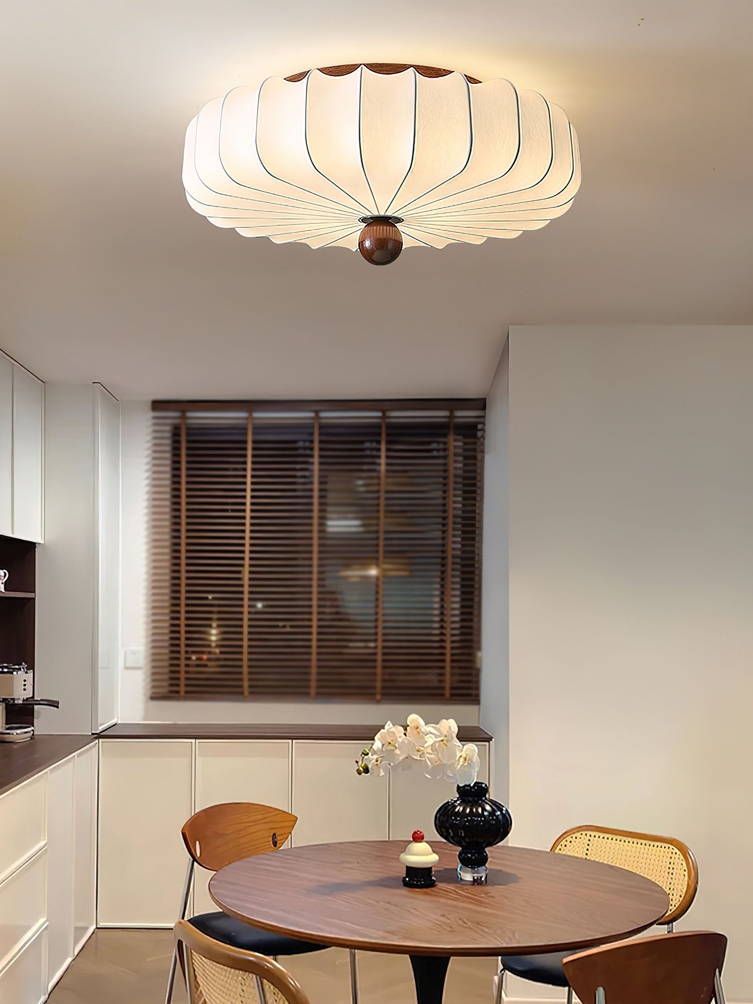Zotala Petal Fabric Wood Flush Mount Ceiling Light - Lamp Outdoor