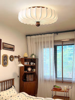 Zotala Petal Fabric Wood Flush Mount Ceiling Light - Lamp Outdoor