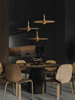 Syrinyra Sculptural Wood Disc Pendant Light - Lamp Outdoor