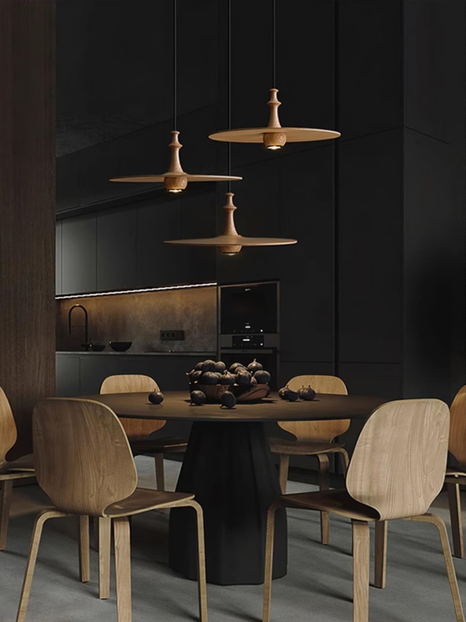 Syrinyra Sculptural Wood Disc Pendant Light - Lamp Outdoor