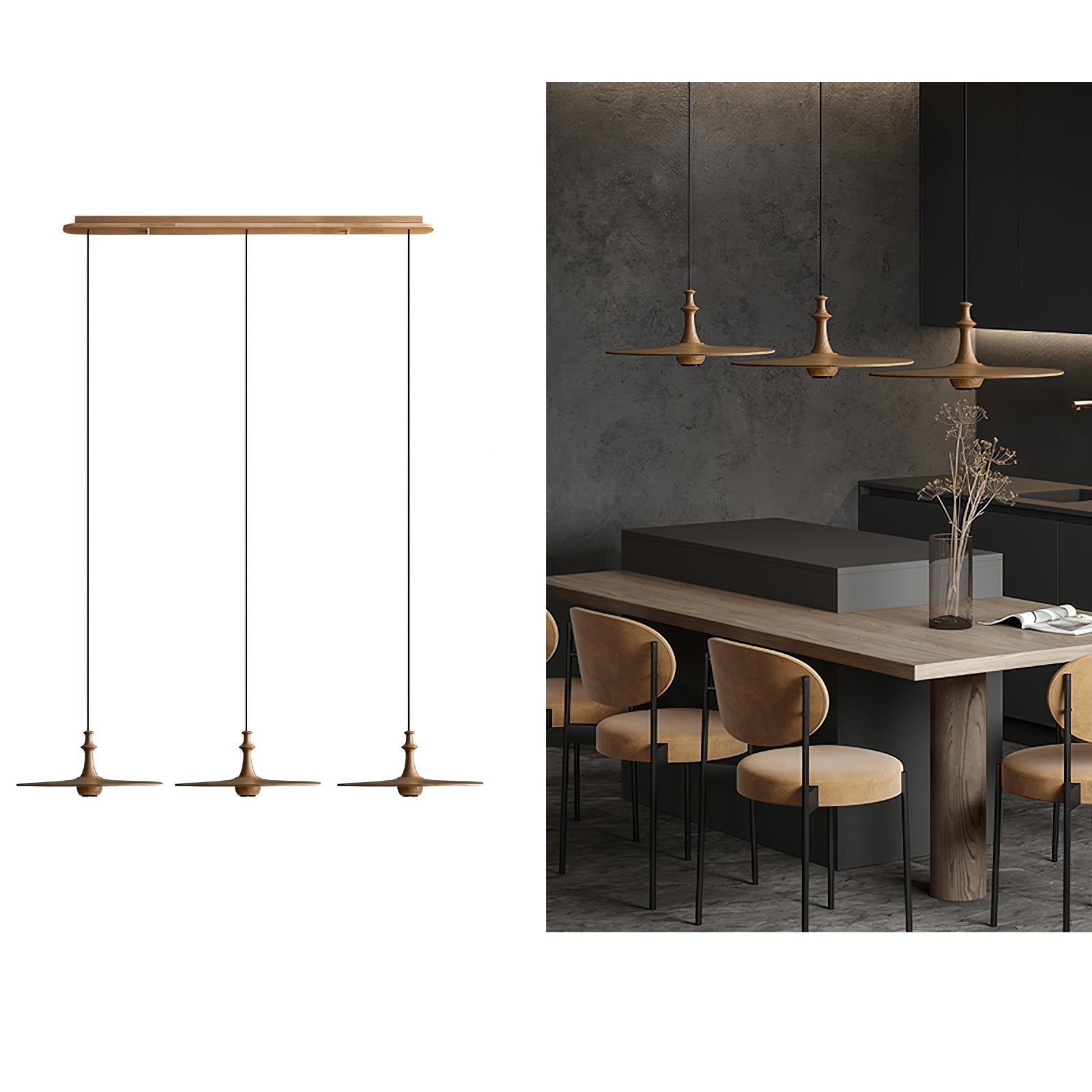 Syrinyra Sculptural Wood Disc Pendant Light - Lamp Outdoor