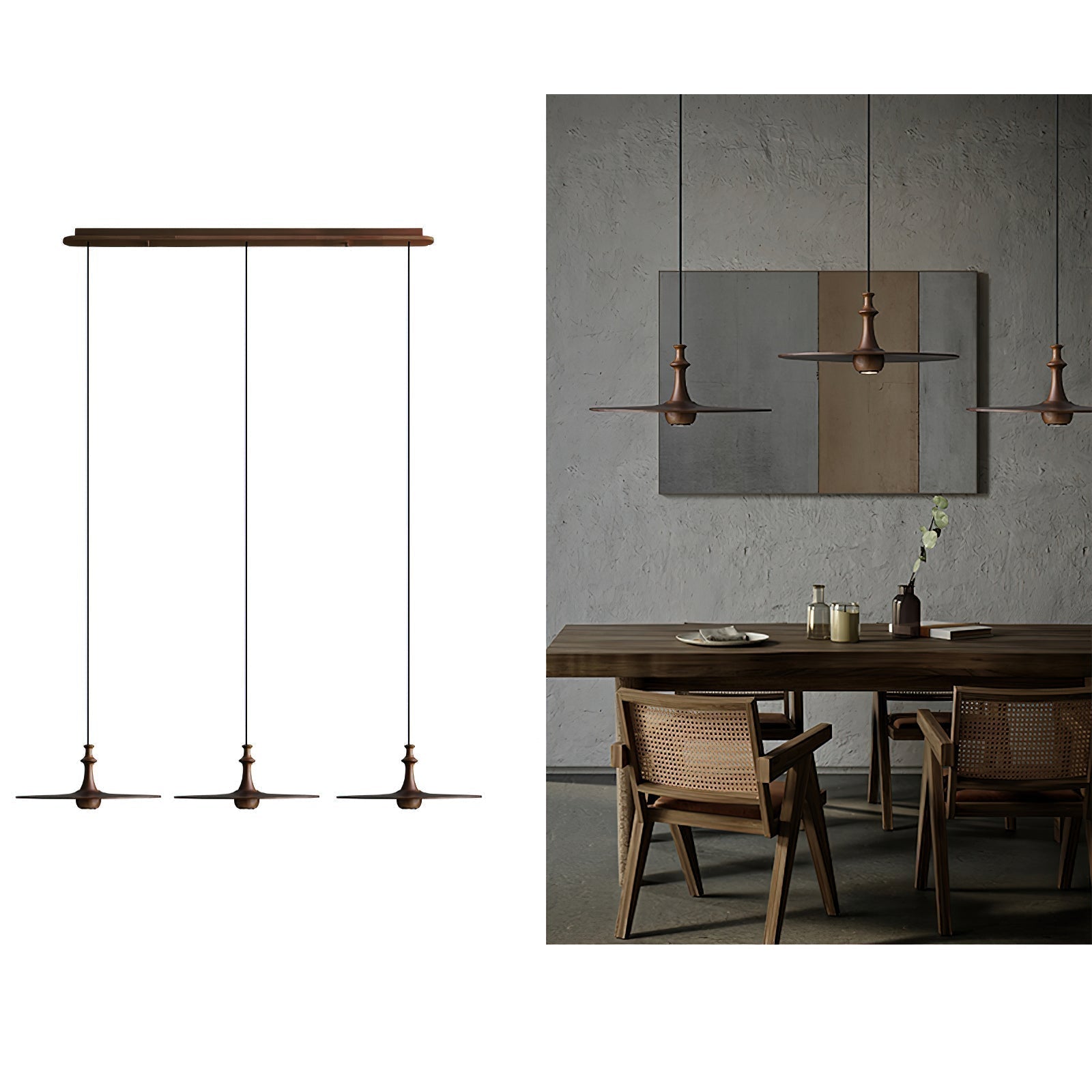 Syrinyra Sculptural Wood Disc Pendant Light - Lamp Outdoor