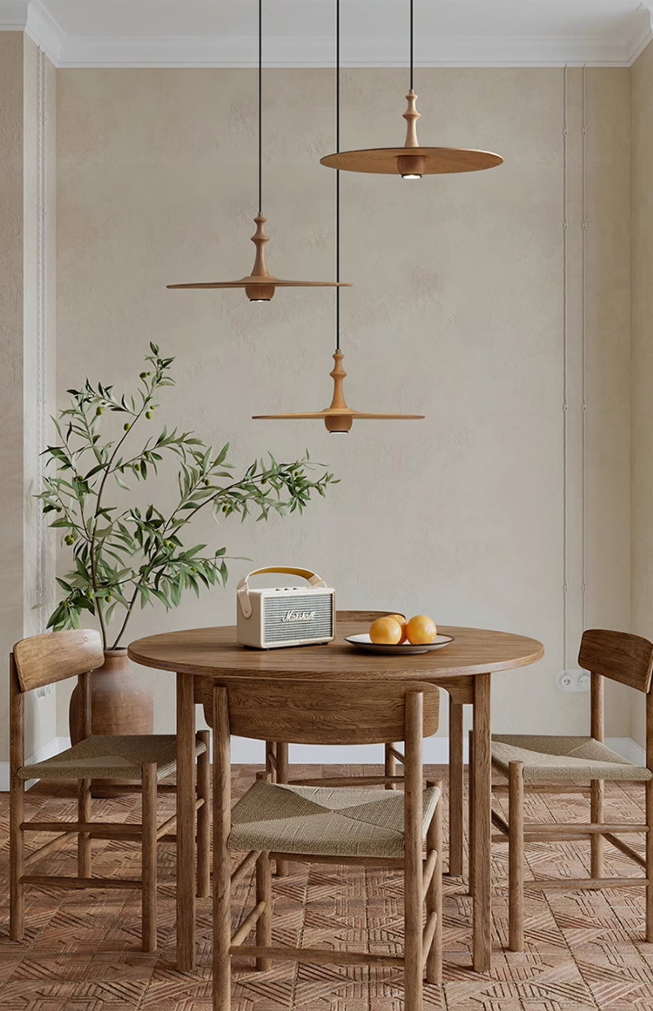 Syrinyra Sculptural Wood Disc Pendant Light - Lamp Outdoor