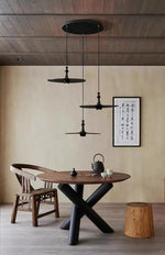 Syrinyra Sculptural Wood Disc Pendant Light - Lamp Outdoor