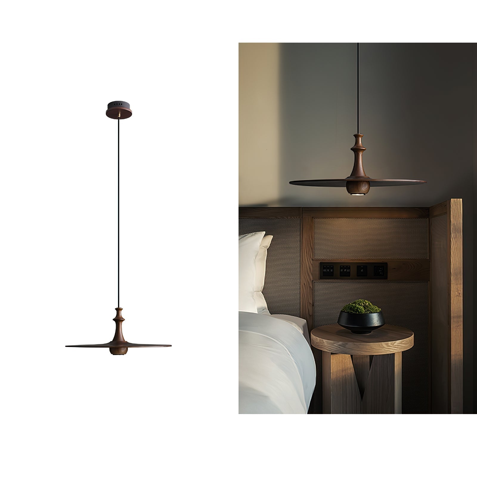 Syrinyra Sculptural Wood Disc Pendant Light - Lamp Outdoor