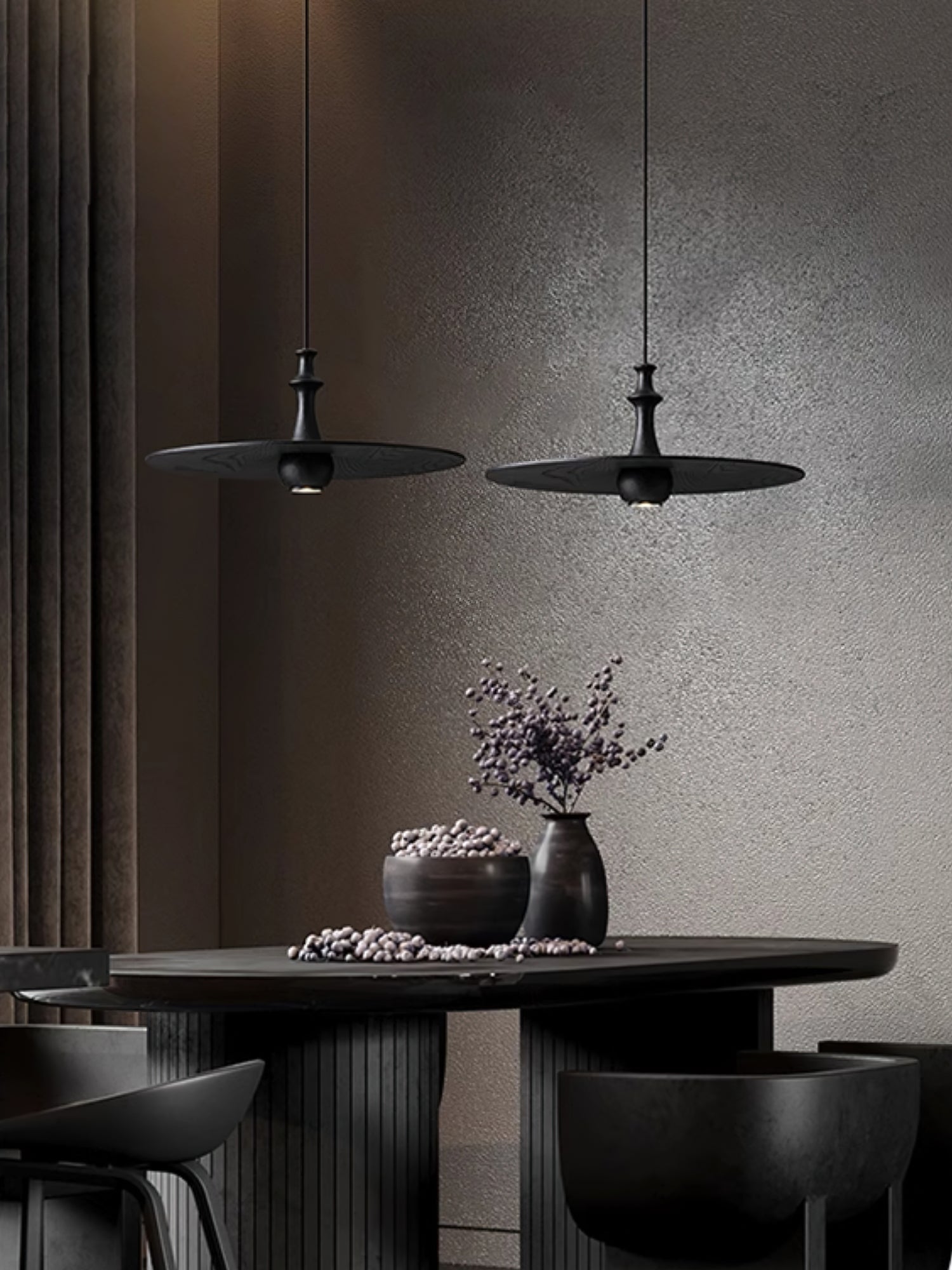 Syrinyra Sculptural Wood Disc Pendant Light - Lamp Outdoor
