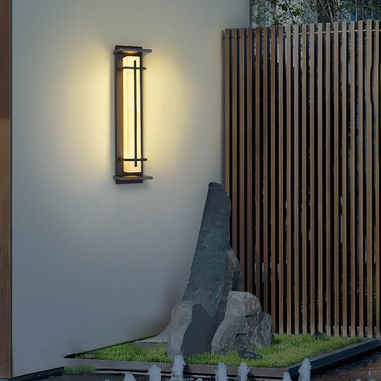 Square Outdoor Wall Light Imitation Alabaster Waterproof - Lamp Outdoor