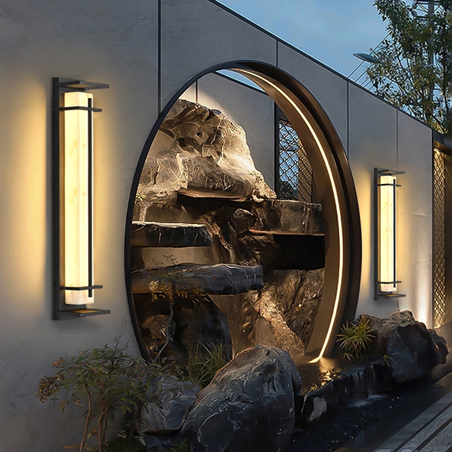 Square Outdoor Wall Light Imitation Alabaster Waterproof - Lamp Outdoor