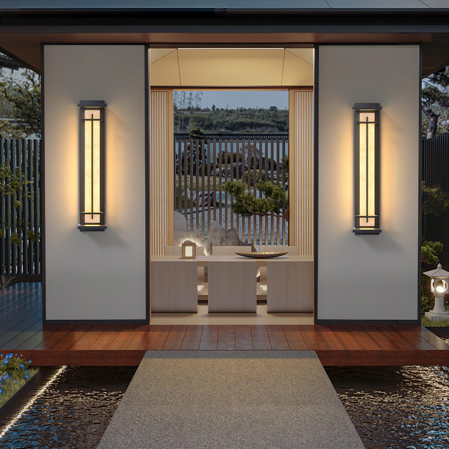 Square Outdoor Wall Light Imitation Alabaster Waterproof - Lamp Outdoor