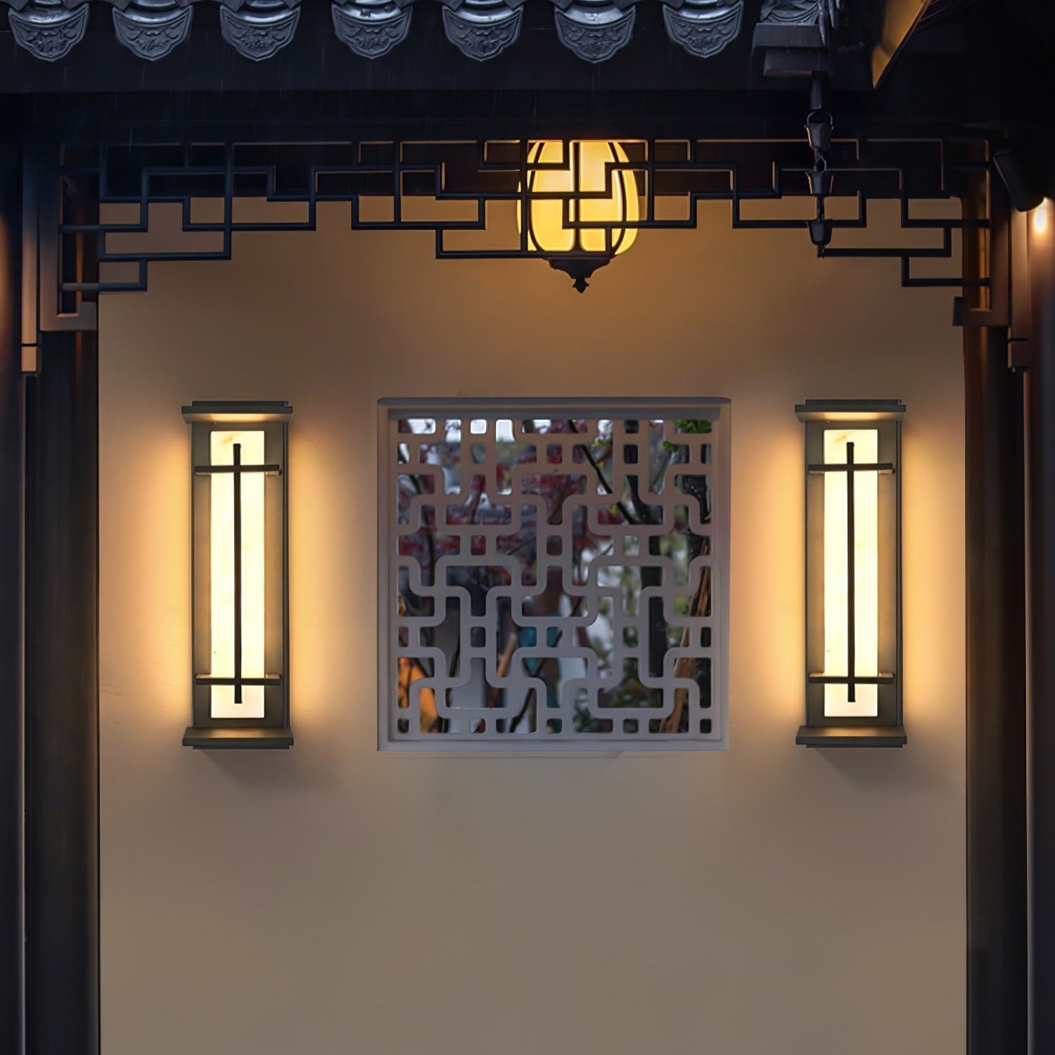 Square Outdoor Wall Light Imitation Alabaster Waterproof - Lamp Outdoor